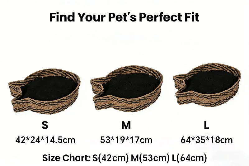 Small Brown & Black Mixed Paper Rope Fish-shaped Cat Bed/pet Bed best
